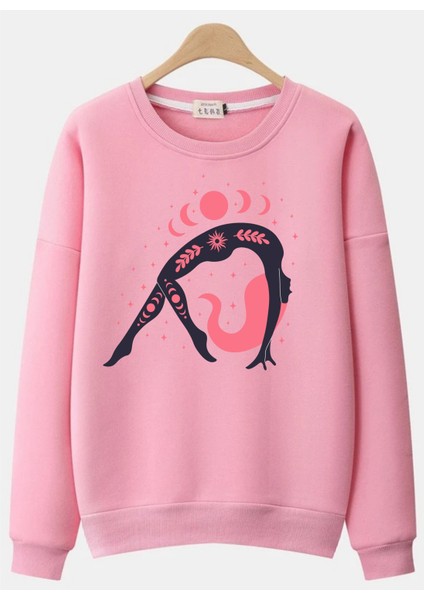 Kadın Yoga Meditasyon Özel Tema Tasarım Baskılı Regular Sweatshirt