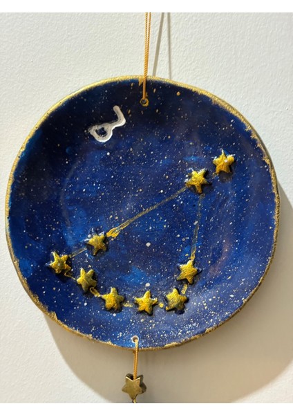 Oğlak Burcu Yıldız Haritalı Tabak - Pirinç Yıldızlı Oğlak Armalı Duvar Süsü- Kutusunda fiyatları