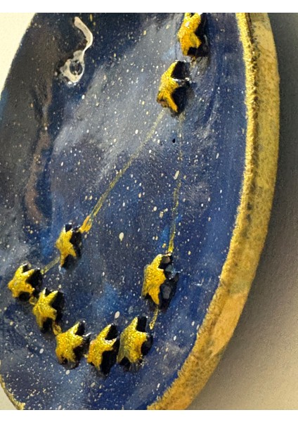 Oğlak Burcu Yıldız Haritalı Tabak - Pirinç Yıldızlı Oğlak Armalı Duvar Süsü- Kutusunda fırsatları