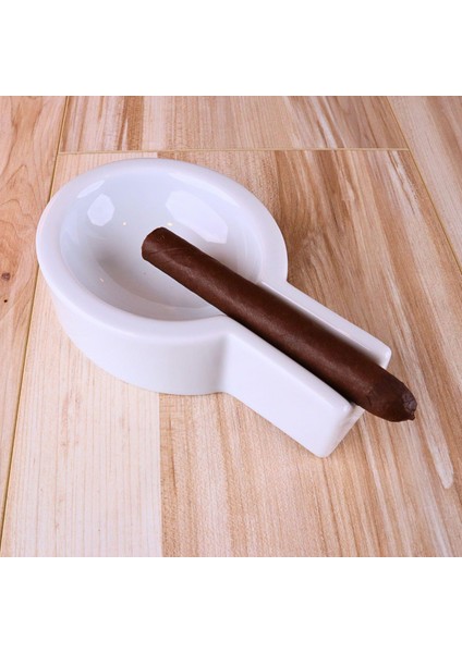 Porselen Beyaz Şeffaf Sırlı Puro Küllüğü Sert Porselen 10 cm Erkeğe Özel Hediye