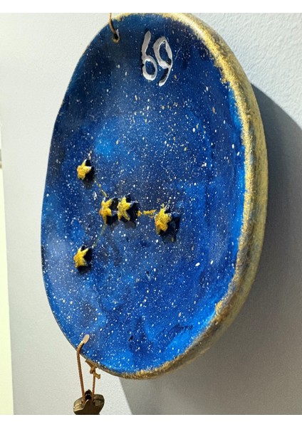 Yengeç Burcu Yıldız Haritalı Tabak - Pirinç Yıldızlı Yengeç Armalı Duvar Süsü fırsatları