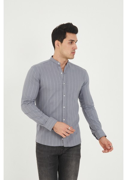 Jack Carısma Hakim Yaka Çizgili Pamuk Keten Likralı Slim Fitgömlek fiyatları