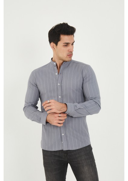 Jack Carısma Hakim Yaka Çizgili Pamuk Keten Likralı Slim Fitgömlek fırsatları