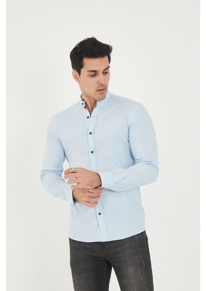 Jack Carısma Hakim Yaka Çizgili Pamuk Keten Likralı Slim Fitgömlek modelleri