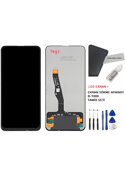 - Huawei P Smart Pro Uyumlu LCD Ekran Dokunmatik + B-7000 + Tamir Seti