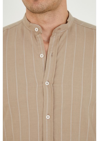 Jack Carısma Hakim Yaka Çizgili Pamuk Keten Likralı Slim Fitgömlek fırsatları