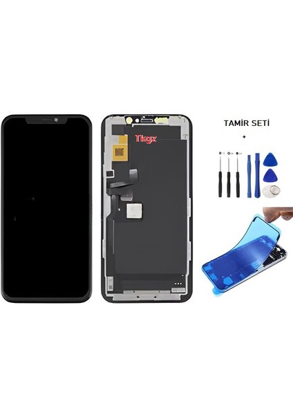 - iPhone 11 Pro Max Uyumlu LCD Ekran Dokunmatik ( Gx Marka ) + Tamir Seti + Toz Bantı