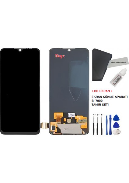 - Xiaomi Mi 9 Lite Uyumlu LCD Ekran Dokunmatik + B-7000 + Tamir Seti