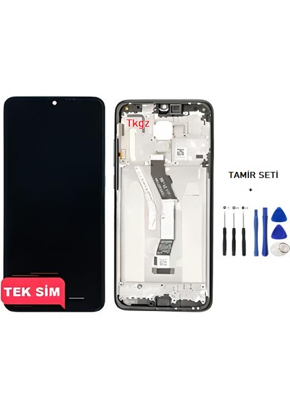 - Xiaomi Redmi Note 8 Pro Uyumlu LCD Ekran Dokunmatik Çıtalı Siyah + Tamir Seti