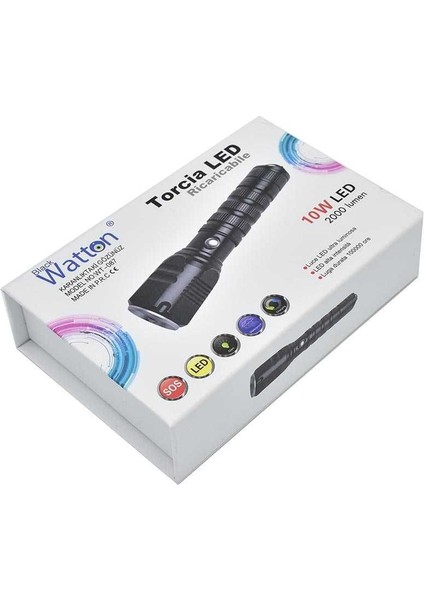 Şarjlı Pilli Zoomlu El Feneri Watton WT-087