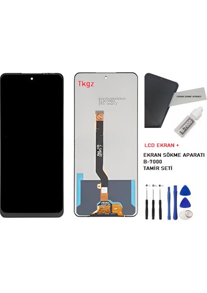 - Tecno Pova 3 Uyumlu LCD Ekran Dokunmatik + B-7000 + Tamir Seti