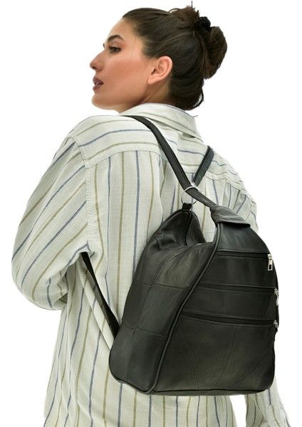 Kadın Siyah Deri Bol Göz Sırt ve Omuz Çantası tul164 fırsatları