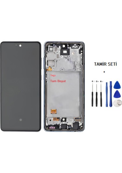 - Samsung Galaxy A72 - SM-A725 Uyumlu LCD Ekran Dokunmatik Çıtalı Siyah + Tamir Seti