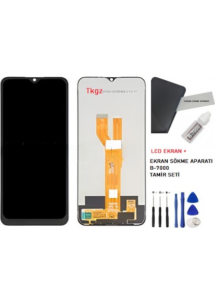 - Oppo Realme C21 Uyumlu Lcd Ekran Dokunmatik Orijinal + B-7000 + TAMİR SETİ