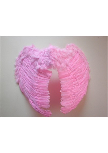 Mega Boy Pembe Renk Tüylü Melek Kanadı 100X85 cm