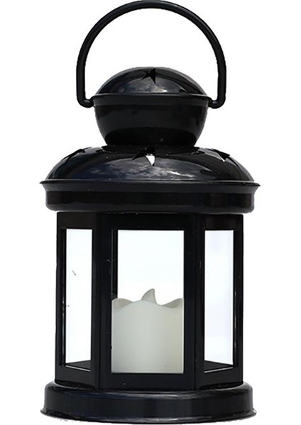 Kamp Için Iç Dış Mekan Dekoratif Ev Tipi Askı Aparatlı Plastik Pilli Mum Işık Ledli Siyah fırsatları