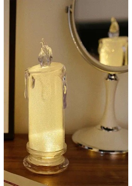 11 cm Plastik Sarı Işık Mum - Romantik Ortam Için Pilli Dekoratif Mum (1 Adet)