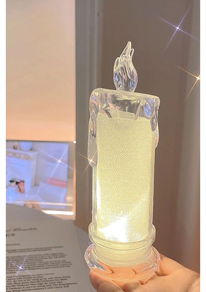 11 cm Plastik Sarı Işık Mum - Romantik Ortam Için Pilli Dekoratif Mum (3 Adet)