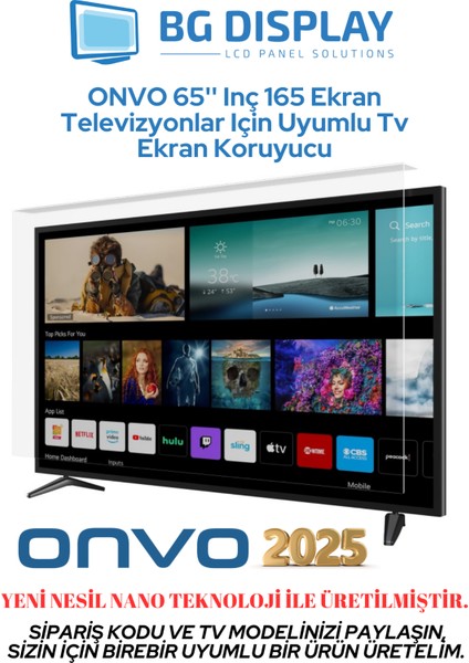 Onvo 65'' Inç 165 Ekran Televizyonlar Için Uyumlu Tv Ekran Koruyucu