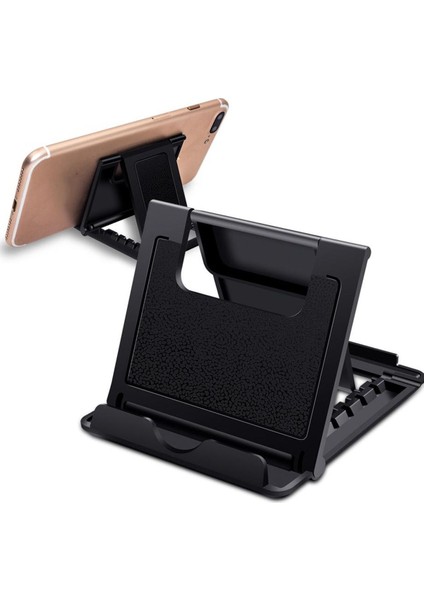 Çok Açılı Masaüstü Stand - Telefon ve Tablet Için Siyah Tasarım