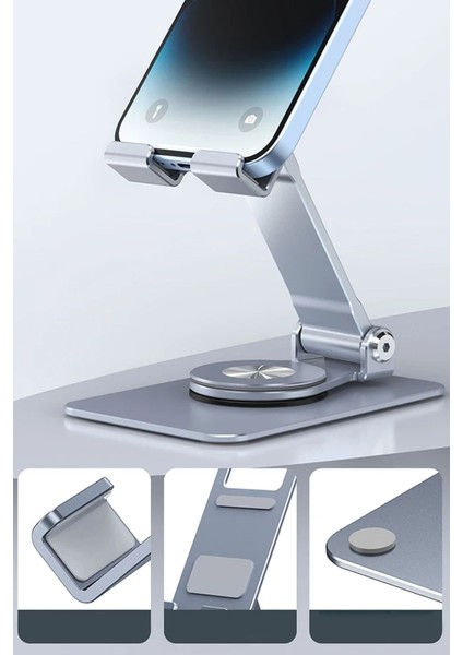 Metal Telefon Tablet Tutucu Stand 360 Derece Dönebilen Telefon Stand