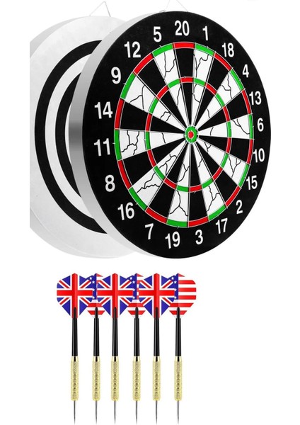 Xl Boy Dart Tahtası Seti 18 Inç Profesyonel Dart Seti + 6 Adet Dart Oku 18GR