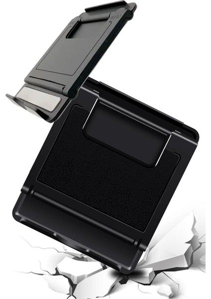 Masaüstü Tablet ve Telefon Standı - Foldable Siyah Stand, Portatif ve Kullanışlı Tasarım
