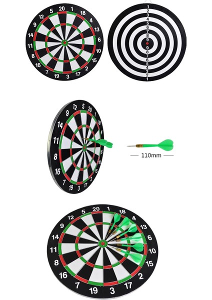 Dart Tahtası Seti 15 Inç Büyük Orta Boy Çift Taraflı Dart Tahtası Oyun Seti
