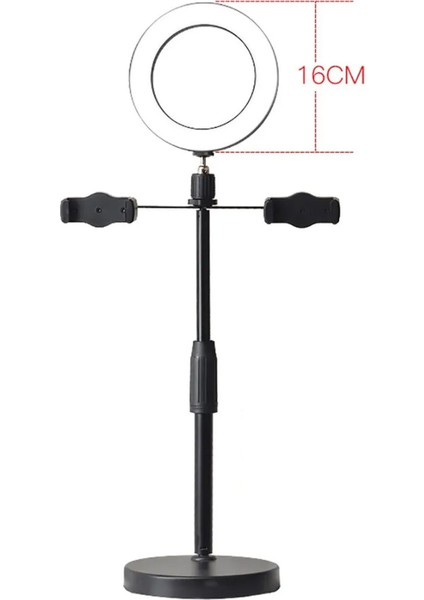 Canlı Yayın Için Çift Telefon Standı Işıklı 4+1 Tiktok Yayın