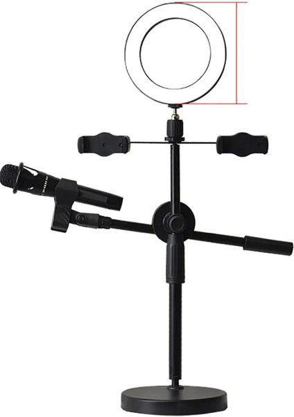 Canlı Yayın Için Çift Telefon Standı Işıklı 4+1 Tiktok Yayın