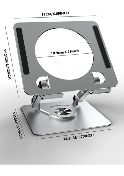 Metal Şık Tasarımlı Ayarlanabilir Başlıklı Tablet Standı Gri