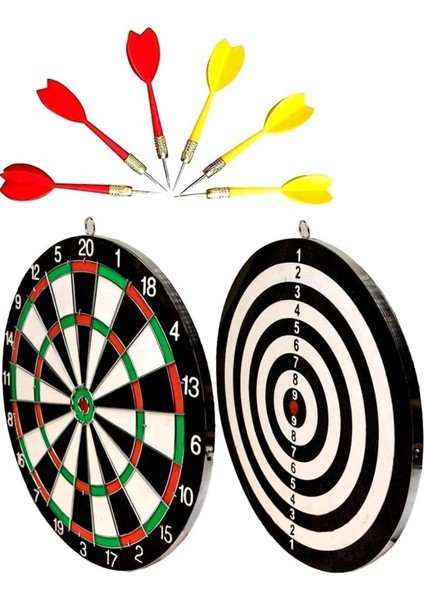 Dart Tahtası Seti 17 Inç Büyük Boy Çift Taraflı Dart Tahtası Oyun Seti