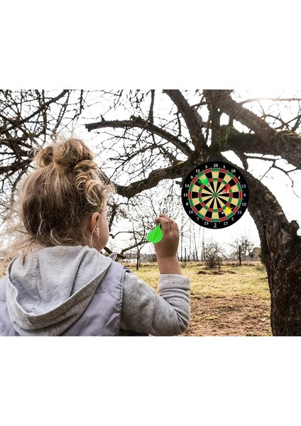 Dart Tahtası Seti 17 Inç Büyük Boy Çift Taraflı Dart Tahtası Oyun Seti