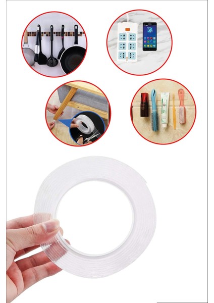 Halı Kaydırma Yapmaz Duvara Sabitleme İçin 3 Metre x 3 cm Nano Çift Taraflı Bant