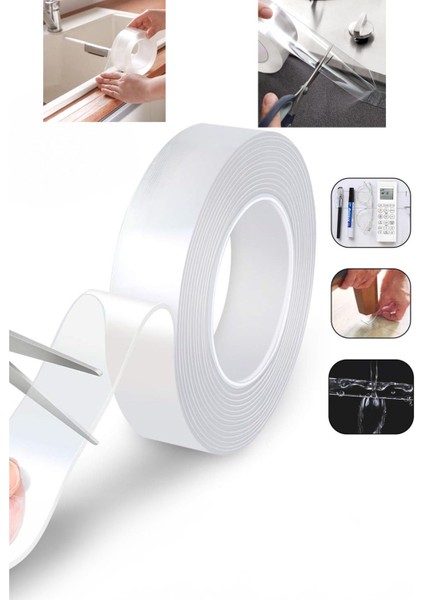 Halı Kaydırma Yapmaz Duvara Sabitleme İçin 3 Metre x 3 cm Nano Çift Taraflı Bant