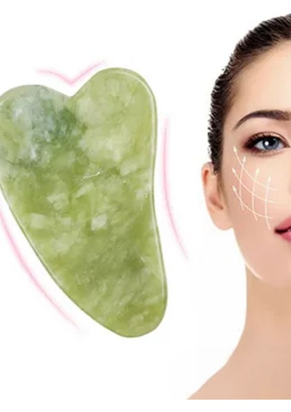 Doğaltaş Yeşim Kalp Gua Sha Masaj Taşı – Cilt Için Premium Kalite