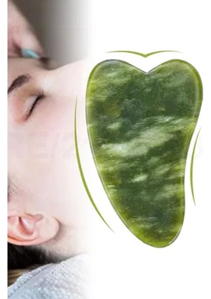 Doğaltaş Yeşim Kalp Gua Sha Masaj Taşı – Cilt Için Premium Kalite