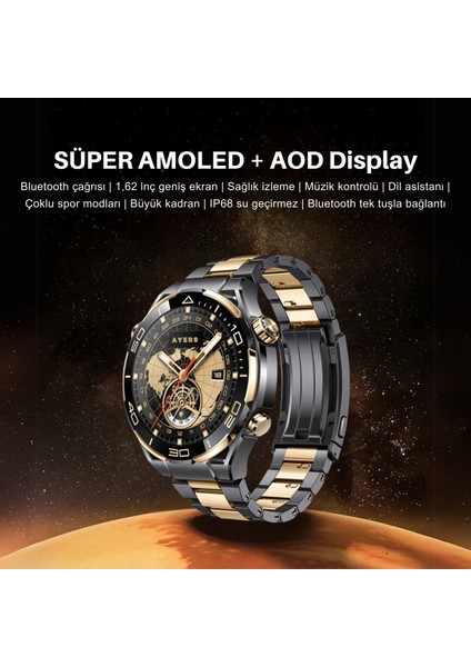 Amoled Ekran Silikon Metal Iki Kordonlu Ultimate Design Watch 4 Pro Akıllı Saat