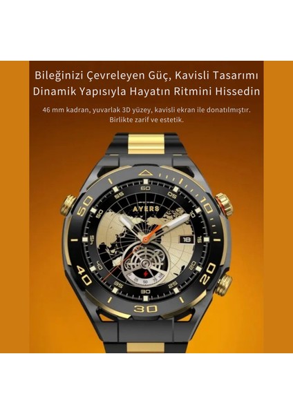 Amoled Ekran Silikon Metal Iki Kordonlu Ultimate Design Watch 4 Pro Akıllı Saat