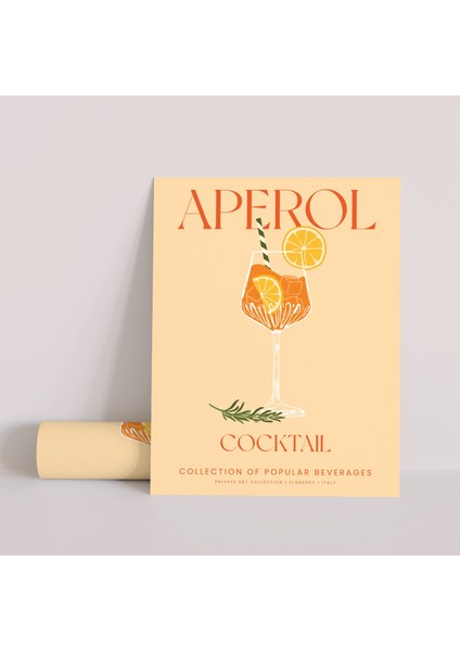 Dekoratif Çerçevesiz Poster Minimalist Aperol Kokteyl Illüstrasyonu modelleri