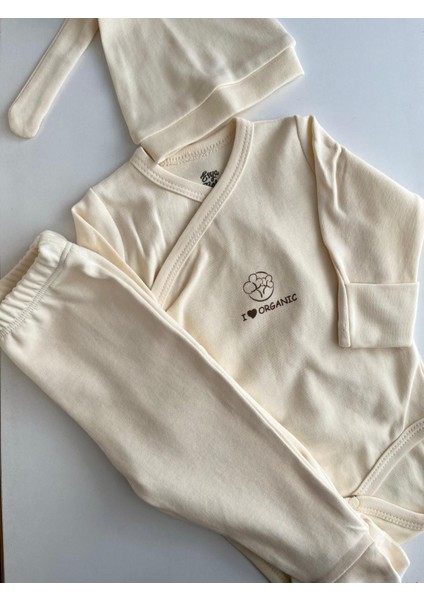 Fukukumbaby Unısex 3-6-9 Ay Organıc Kruvaze Takım Krem