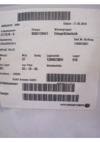 2177576-6 2177576/6 21775766 Intake Valve