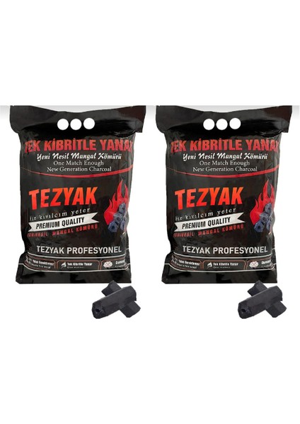 Profesyonel Tek Kibritle Yanan Yeni Nesil Mangal Kömürü (2 kg x 2 Paket) 4 kg