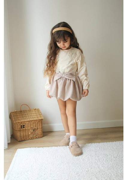 Çiçekli Sweatshirt - Etek 2'li Kız Çocuk Takım modelleri