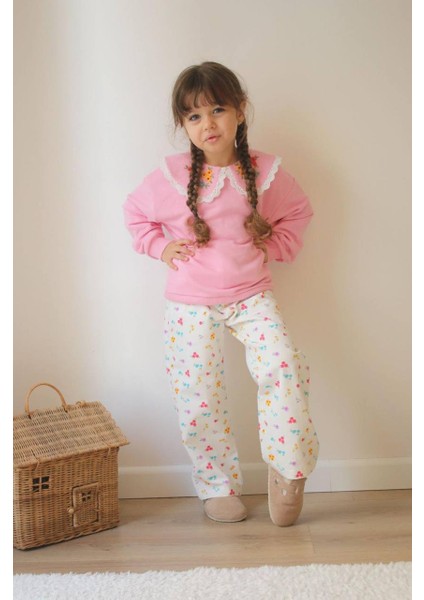 Dantel Yaka Detaylı Gömlek - Pantolon 2'li Kız Çocuk Takım fiyatları