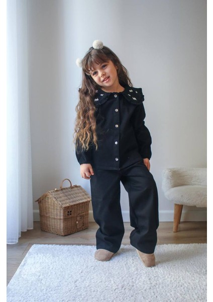 Düğmeli Gömlek - Pantolon 2'li Kız Çocuk Takım modelleri