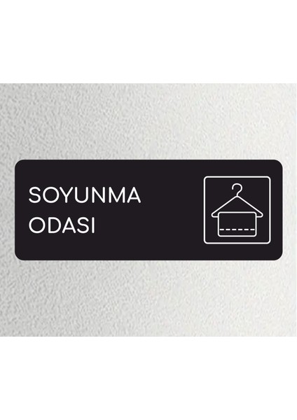 Soyunma Odası Ofis Departman Kapı Isimliği, 24X9 cm Siyah Renk