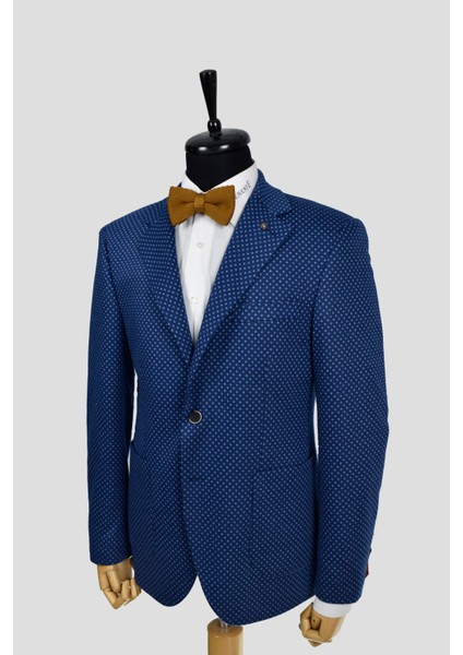 Slim Fit Mono Yaka Torba Cep Puantiyeli Ceket
