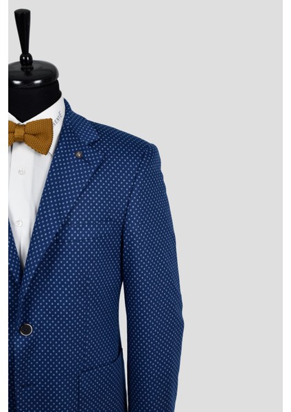 Slim Fit Mono Yaka Torba Cep Puantiyeli Ceket