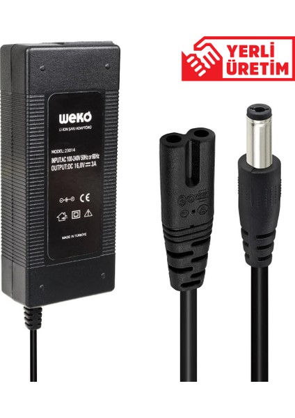 16.8 Volt - 3 Amper 5.5*2.5 Uçlu Kırmızı Yeşil Ledli Masa Tipi Şarj Adaptörü (4825)
